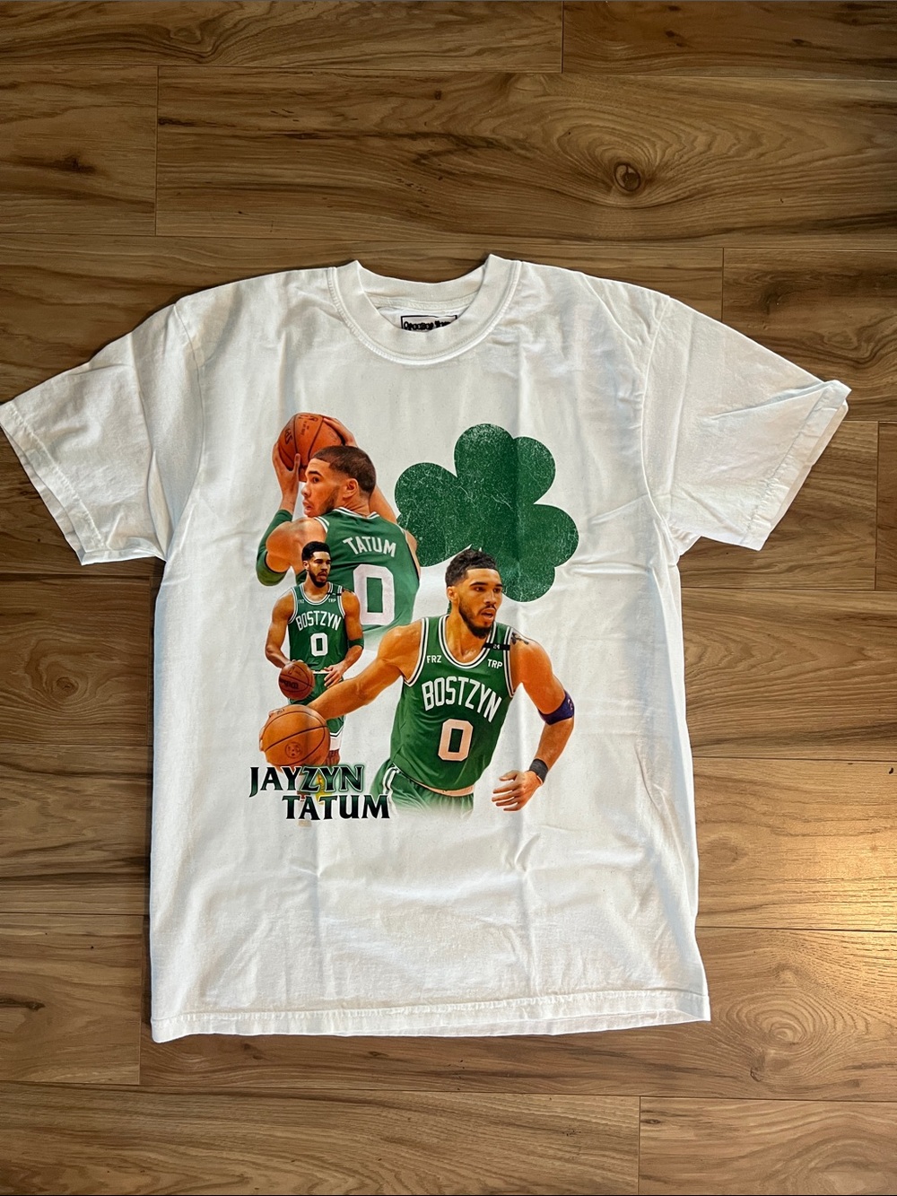 Jayson Tatum Zyn Boston Graphic Tee - White with Green Print